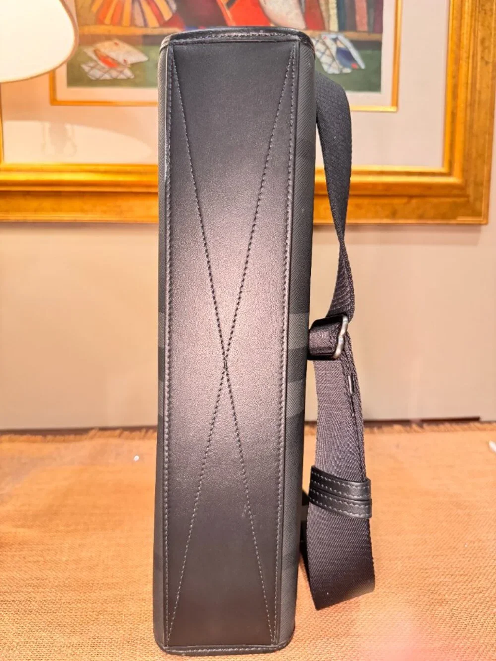 Burberry Slim Vertical Denny Tote in Charcoal Check